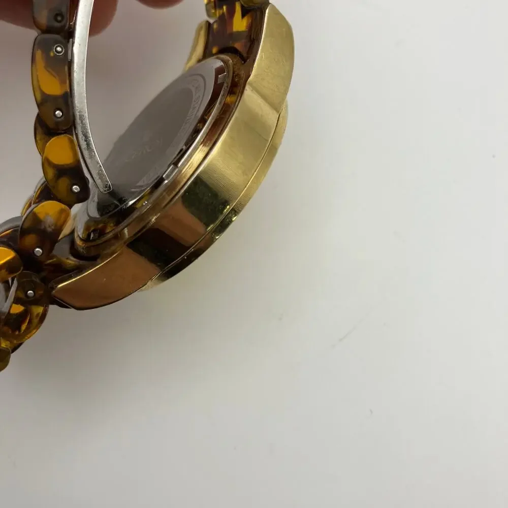 Viceroy Quartz Watch Gold Tone Tortoise Shell Band 30M Water Resistant Date Dial